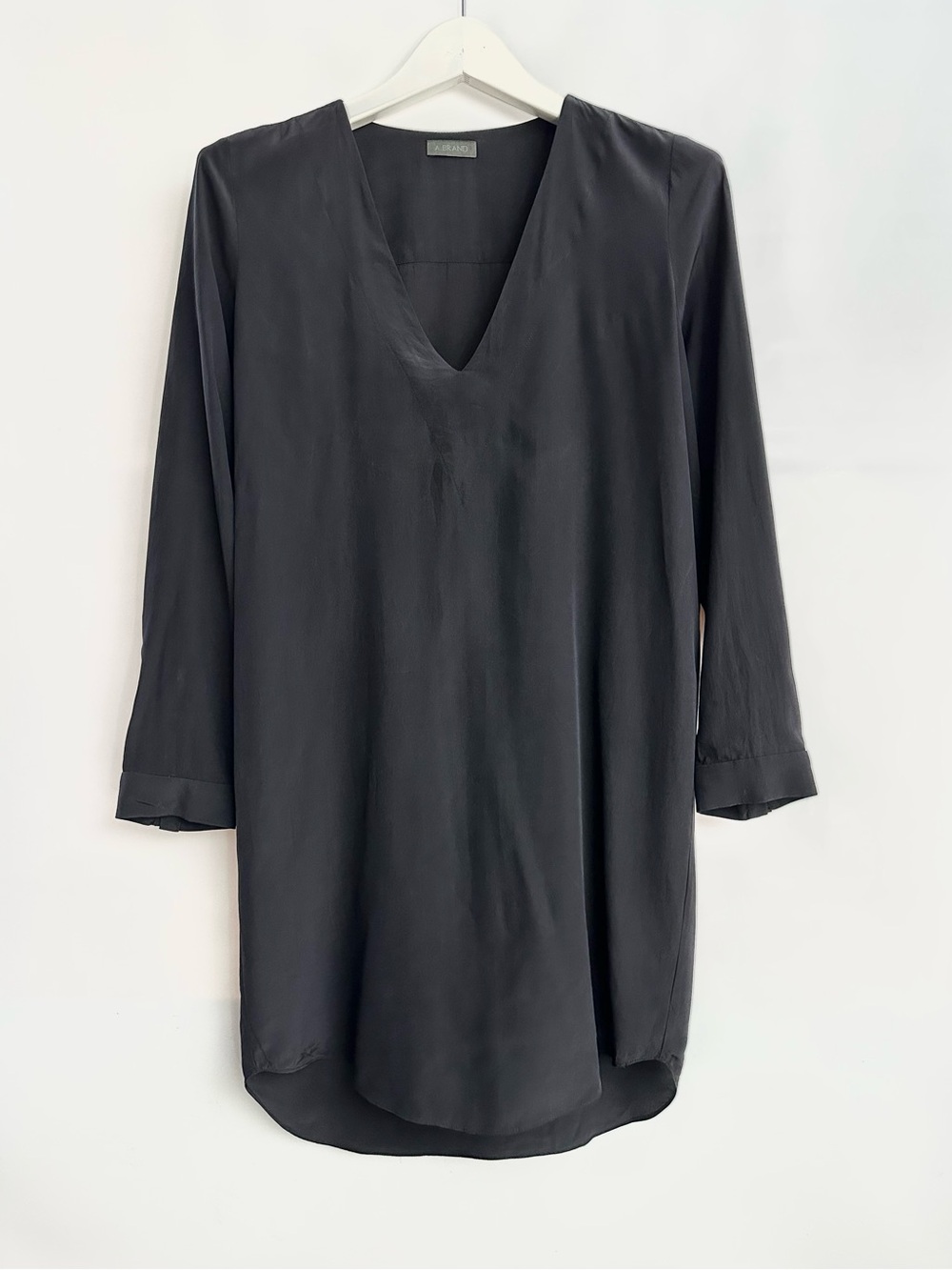 Abrand SILK Black V-Neck Long Sleeve Tunic dress